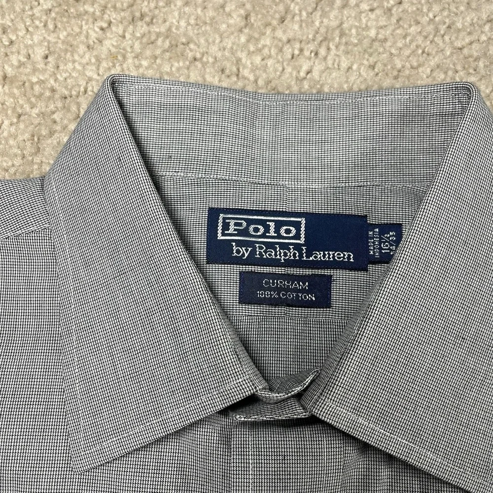 Polo Ralph Lauren Curham Shirt Men 16.5-34/35 Gray Button Up Long Sleeve Cotton‎